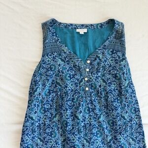 Pure Jill Paisley Floral Print Sleeveless Maxi Dress‎ Petite Medium Blue